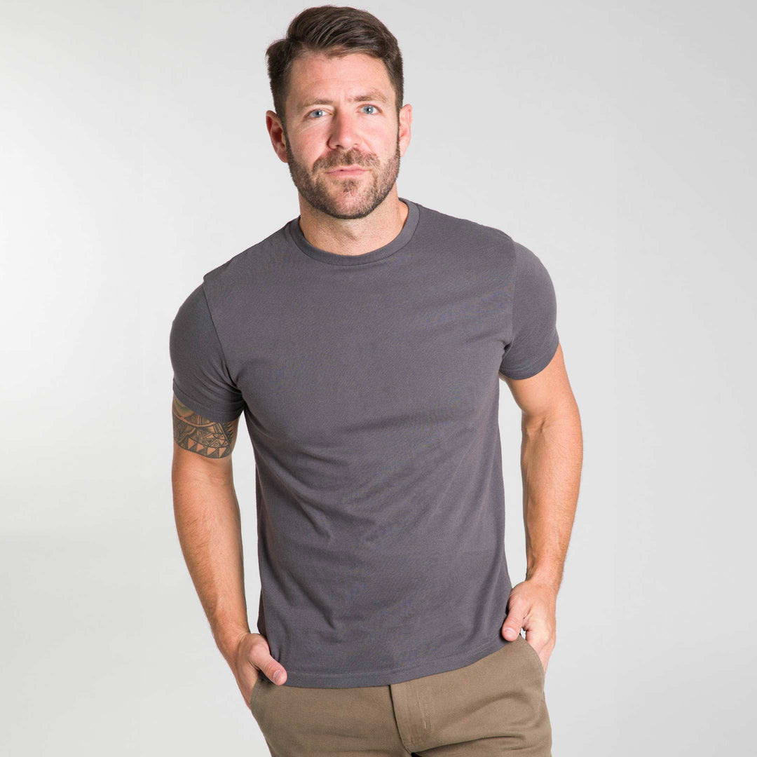 Ash & Erie Heather Black V-Neck T-Shirt for Short Men
