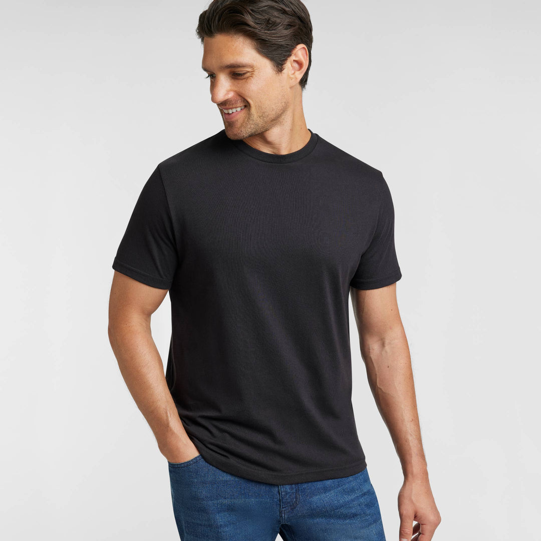 Ash & Erie Black Crew Neck T-Shirt for Short Men   Short Sleeve Tee