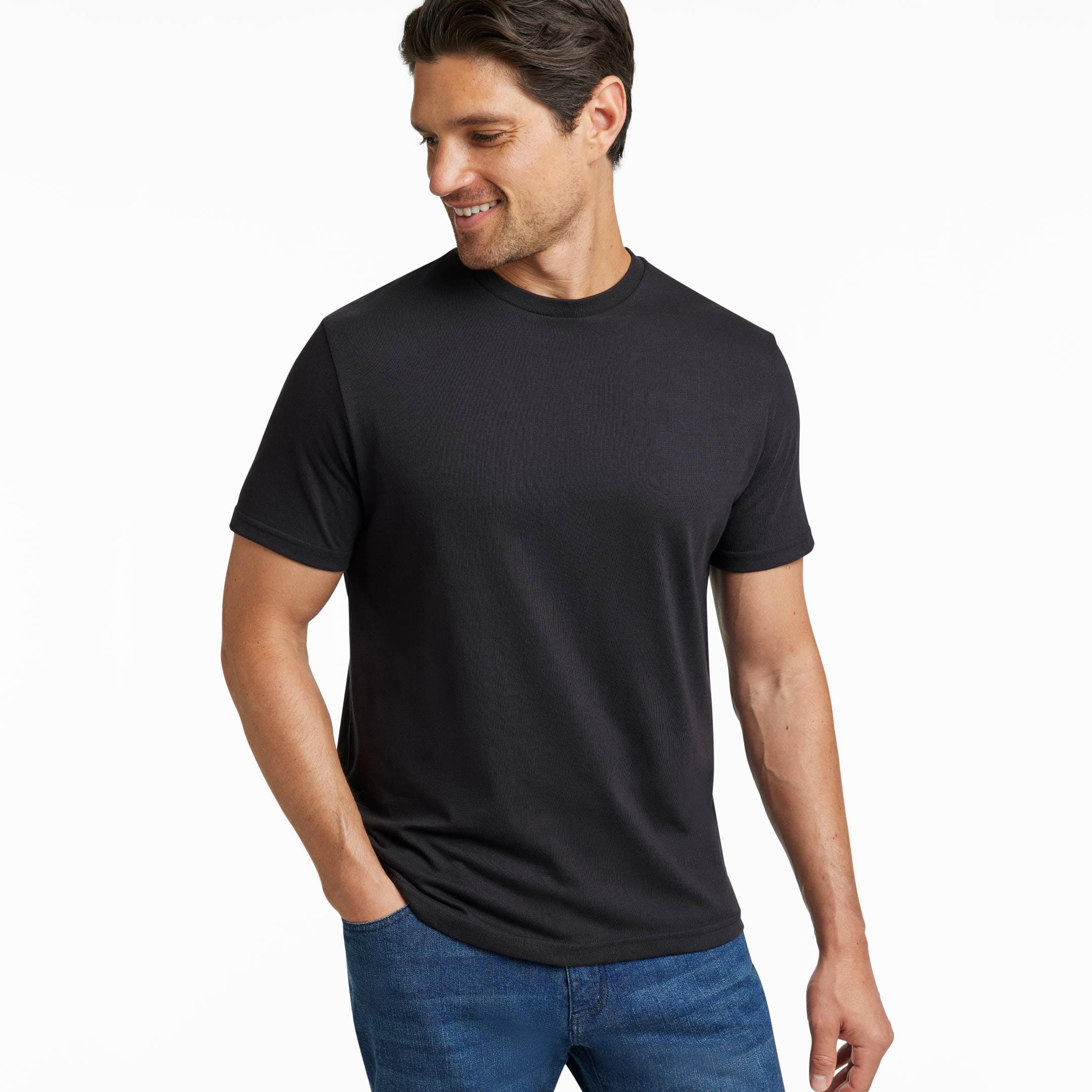 Ash & Erie Black Crew Neck T-Shirt for Short Men   Short Sleeve Tee