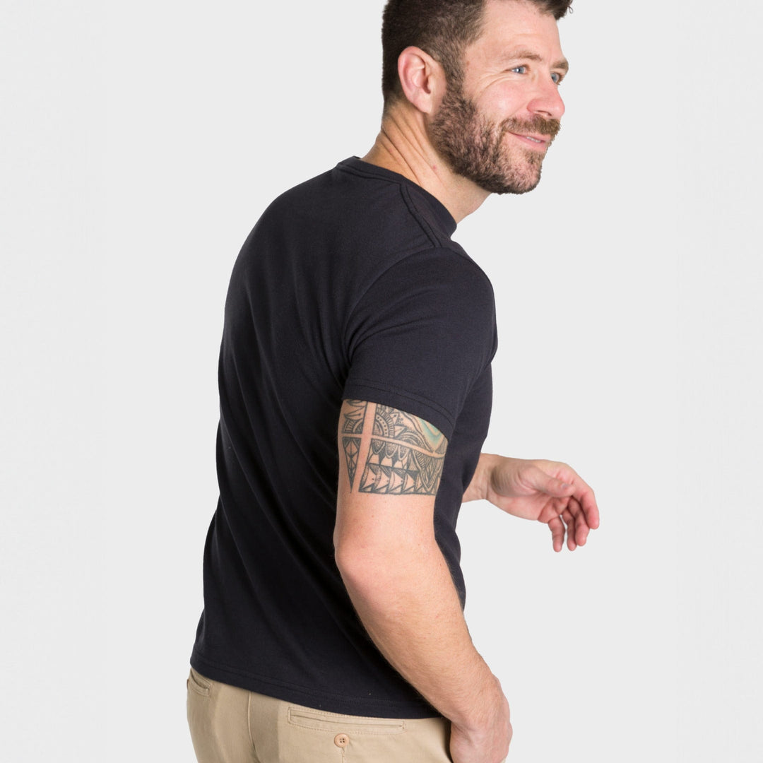 Ash & Erie Black Crew Neck T-Shirt for Short Men   Short Sleeve Tee
