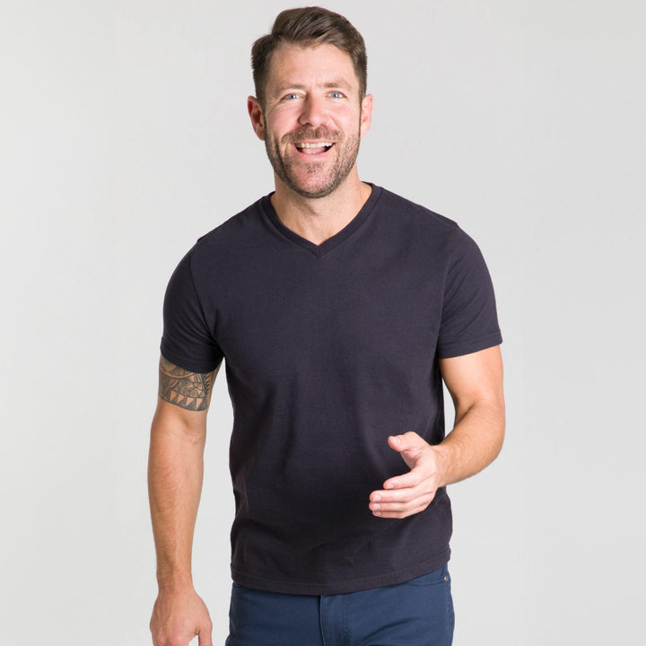 Ash & Erie Black V-Crew T-Shirt for Short Men   Short Sleeve Tee