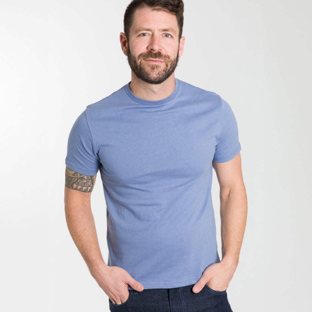 Ash & Erie Blue Crew Neck T-Shirt for Short Men   Short Sleeve Tee
