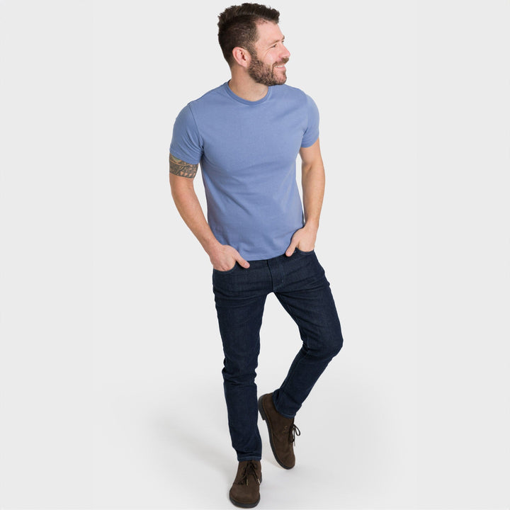 Ash & Erie Blue Crew Neck T-Shirt for Short Men   Short Sleeve Tee