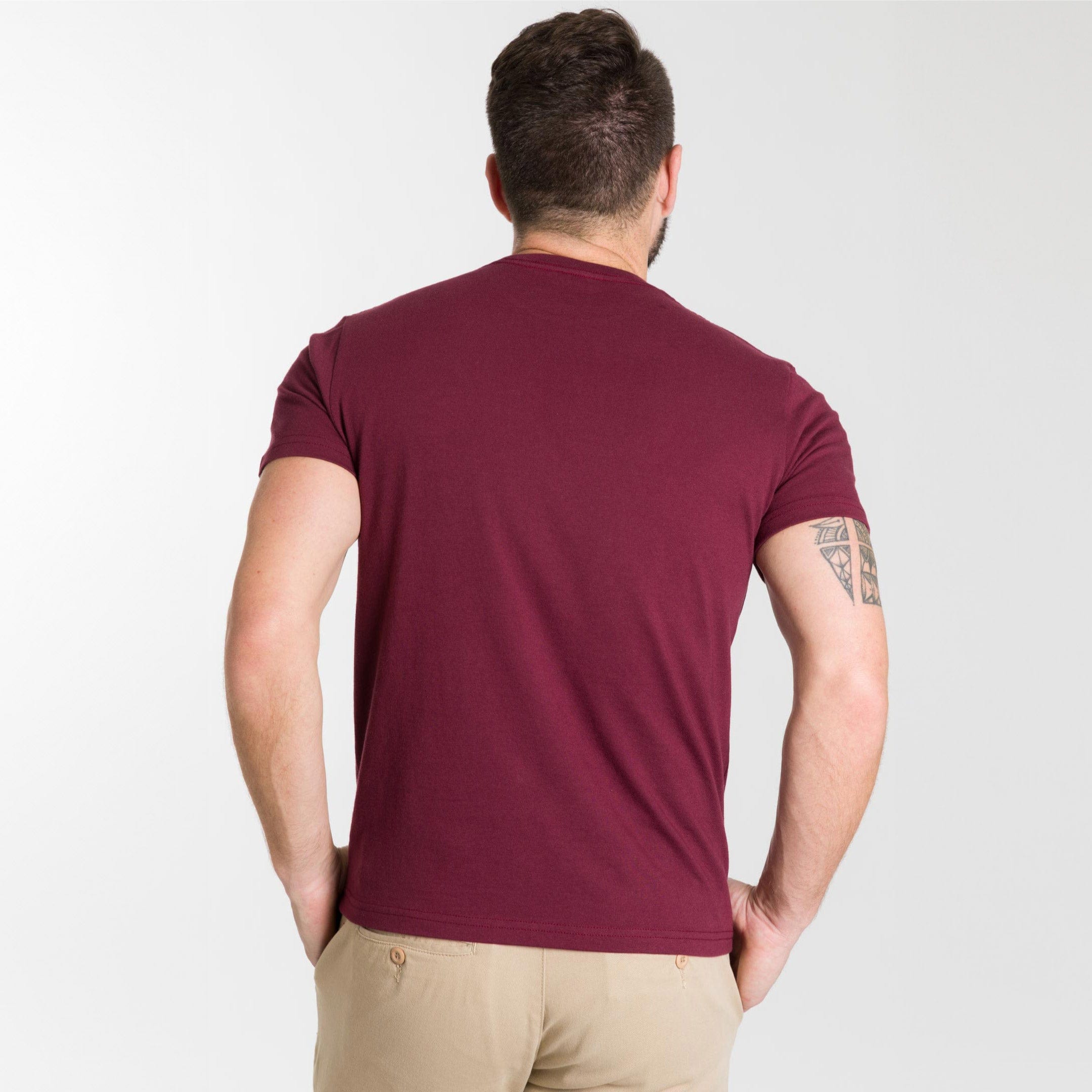 Ash & Erie Burgundy Crew Neck T-Shirt for Short Men