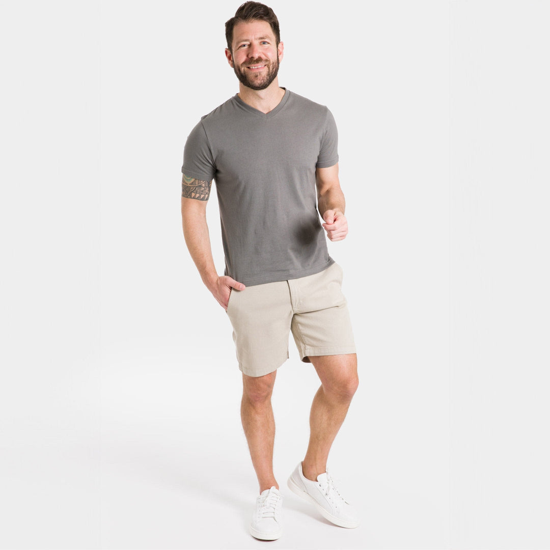 Ash & Erie Grey V-Crew T-Shirt for Short Men   Short Sleeve Tee
