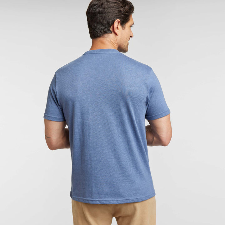 Ash & Erie Heather Blue Crew Neck T-Shirt for Short Men   Short Sleeve Tee