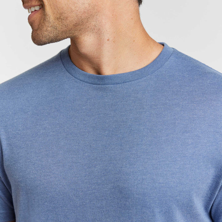 Ash & Erie Heather Blue Crew Neck T-Shirt for Short Men   Short Sleeve Tee