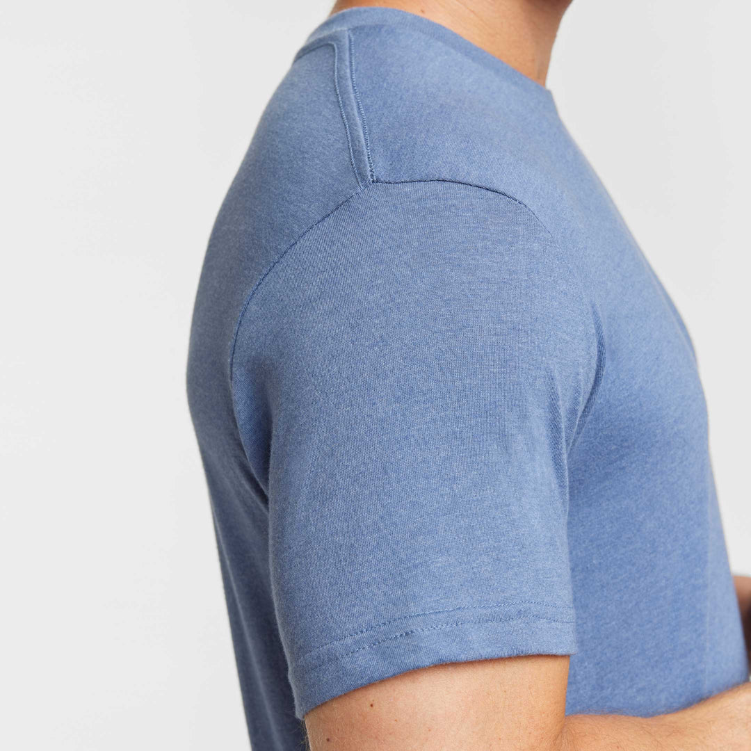 Ash & Erie Heather Blue Crew Neck T-Shirt for Short Men   Short Sleeve Tee