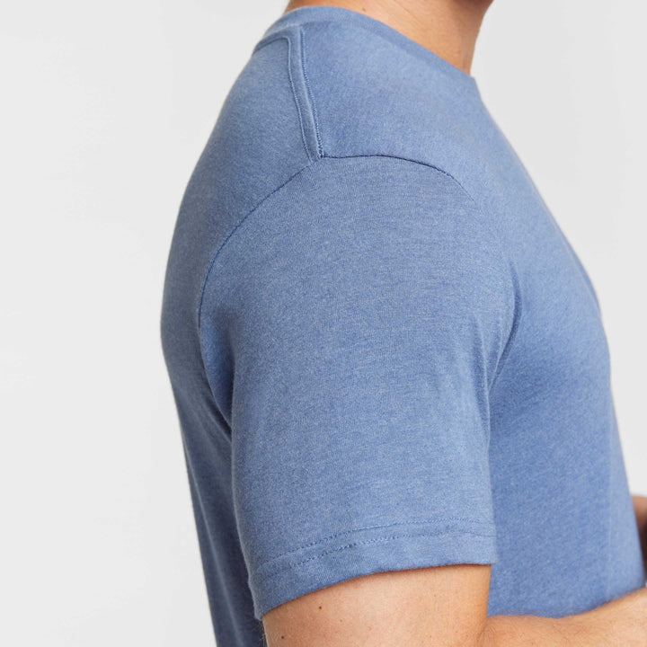 Ash & Erie Heather Blue Crew Neck T-Shirt for Short Men   Short Sleeve Tee
