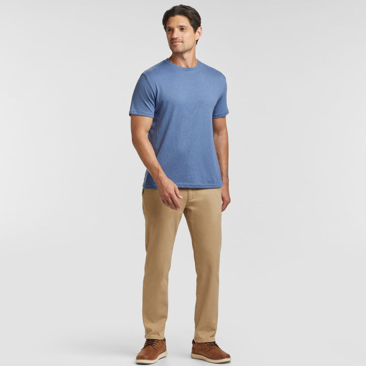 Ash & Erie Heather Blue Crew Neck T-Shirt for Short Men   Short Sleeve Tee