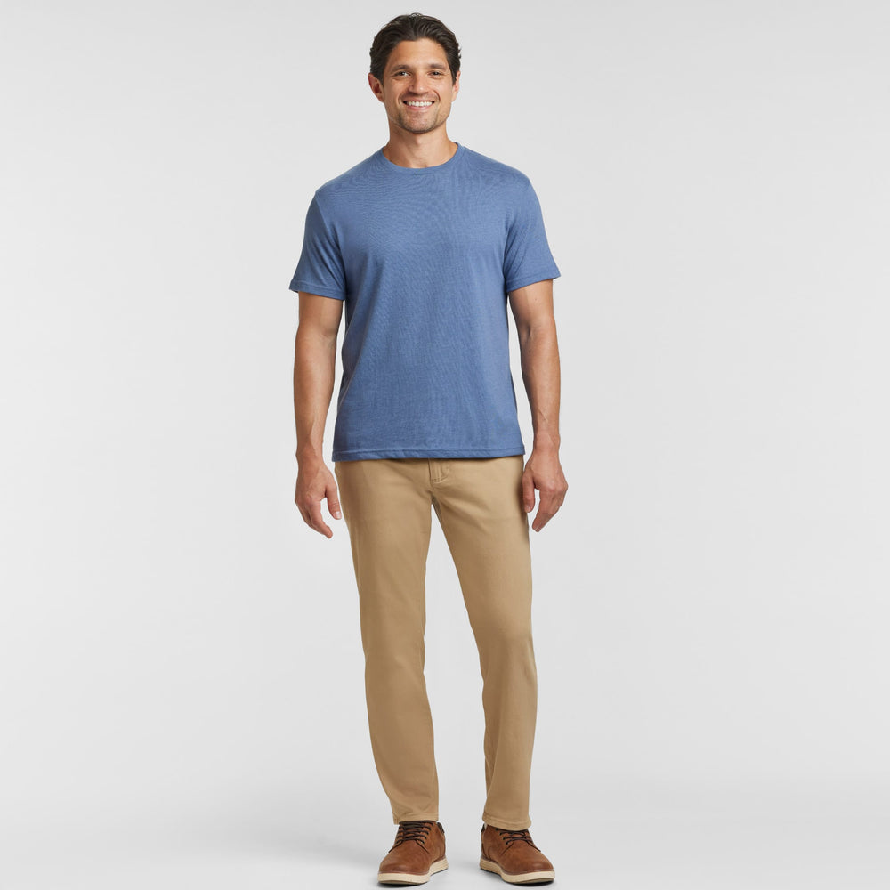 Ash & Erie Heather Blue Crew Neck T-Shirt for Short Men   Short Sleeve Tee