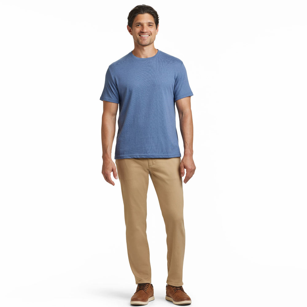 Ash & Erie Heather Blue Crew Neck T-Shirt for Short Men   Short Sleeve Tee