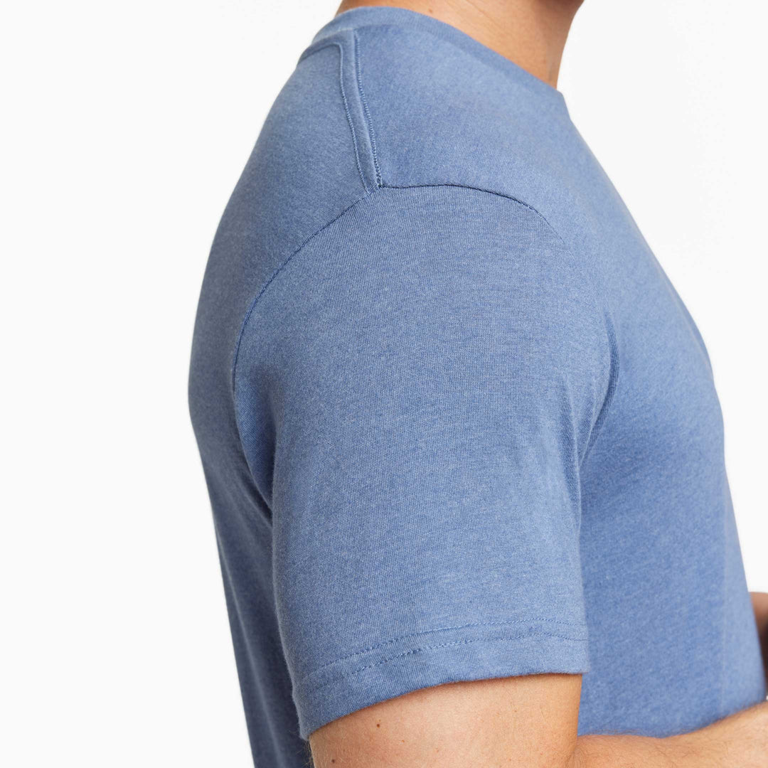 Ash & Erie Heather Blue Crew Neck T-Shirt for Short Men   Short Sleeve Tee