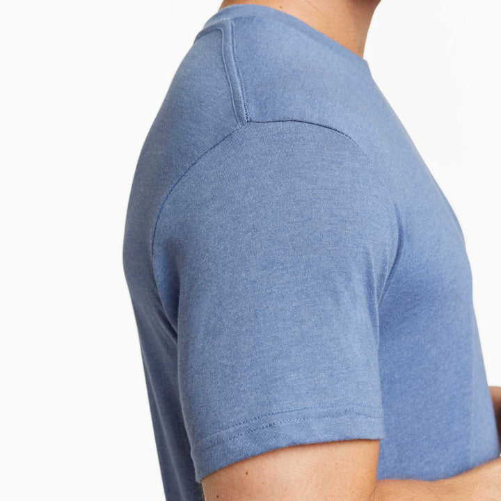 Ash & Erie Heather Blue Crew Neck T-Shirt for Short Men   Short Sleeve Tee