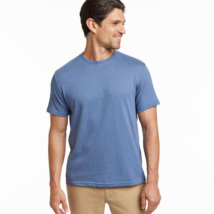 Ash & Erie Heather Blue Crew Neck T-Shirt for Short Men   Short Sleeve Tee