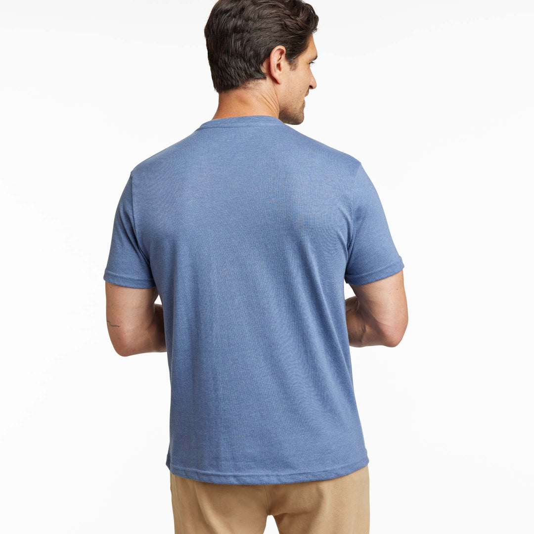 Ash & Erie Heather Blue Crew Neck T-Shirt for Short Men   Short Sleeve Tee