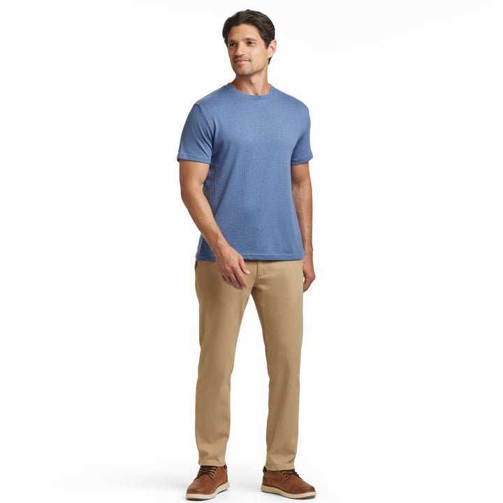 Ash & Erie Heather Blue Crew Neck T-Shirt for Short Men   Short Sleeve Tee