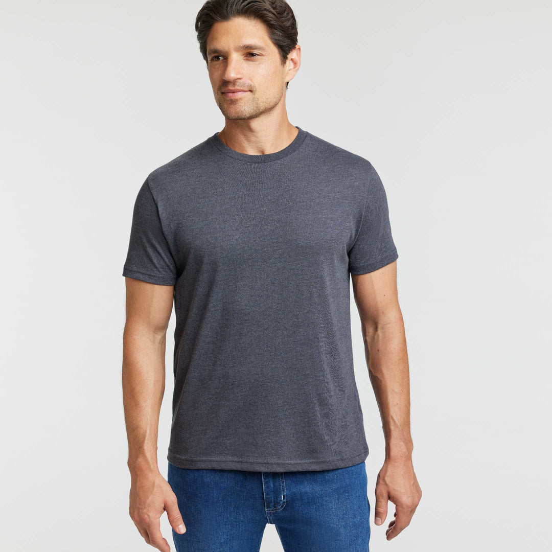 Ash & Erie Heather Charcoal Crew Neck T-Shirt for Short Men   Short Sleeve Tee