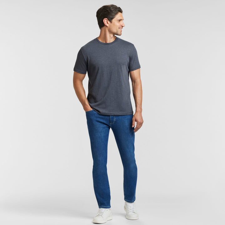 Ash & Erie Heather Charcoal Crew Neck T-Shirt for Short Men   Short Sleeve Tee