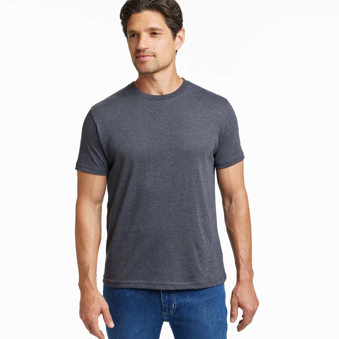Ash & Erie Heather Charcoal Crew Neck T-Shirt for Short Men   Short Sleeve Tee