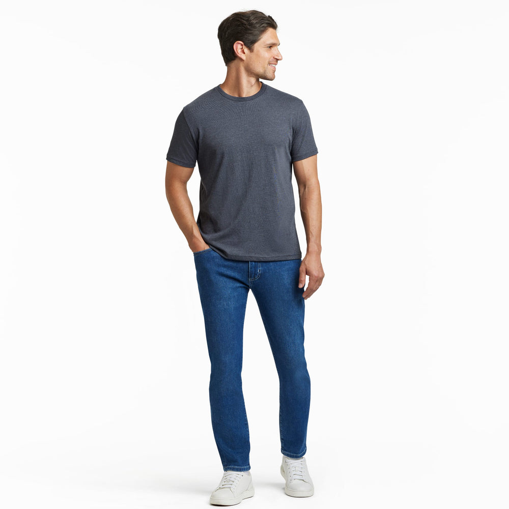 Ash & Erie Heather Charcoal Crew Neck T-Shirt for Short Men   Short Sleeve Tee