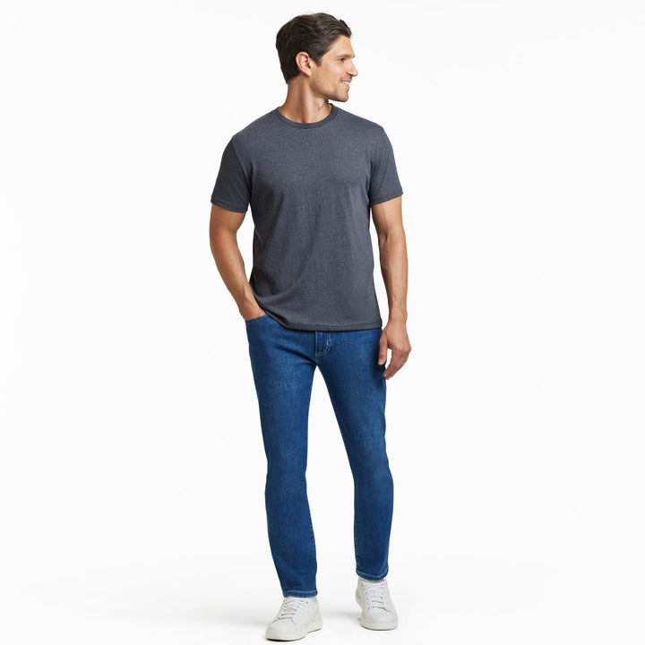 Ash & Erie Heather Charcoal Crew Neck T-Shirt for Short Men   Short Sleeve Tee