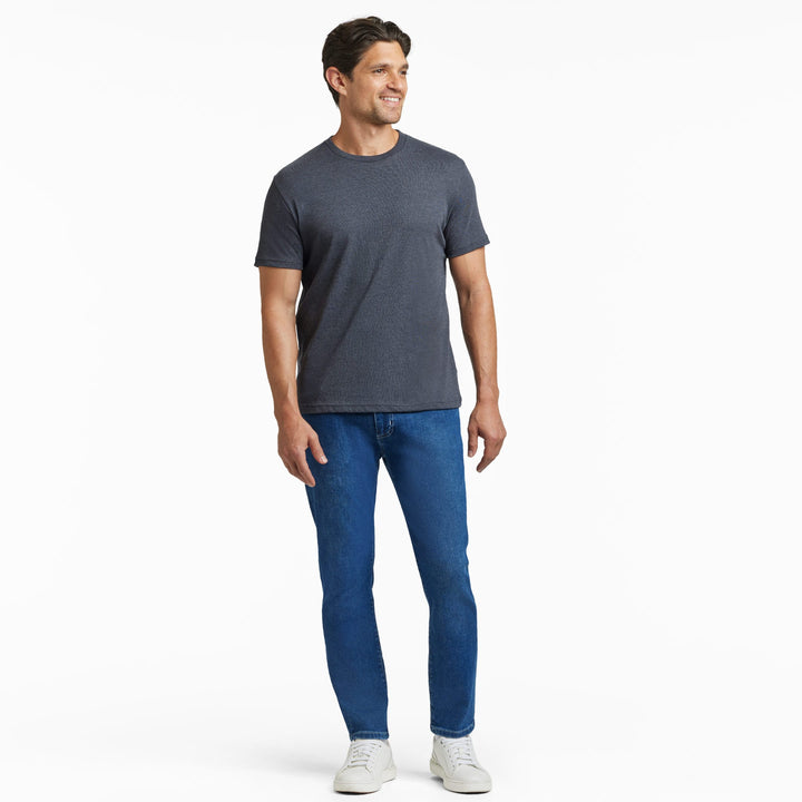Ash & Erie Heather Charcoal Crew Neck T-Shirt for Short Men   Short Sleeve Tee