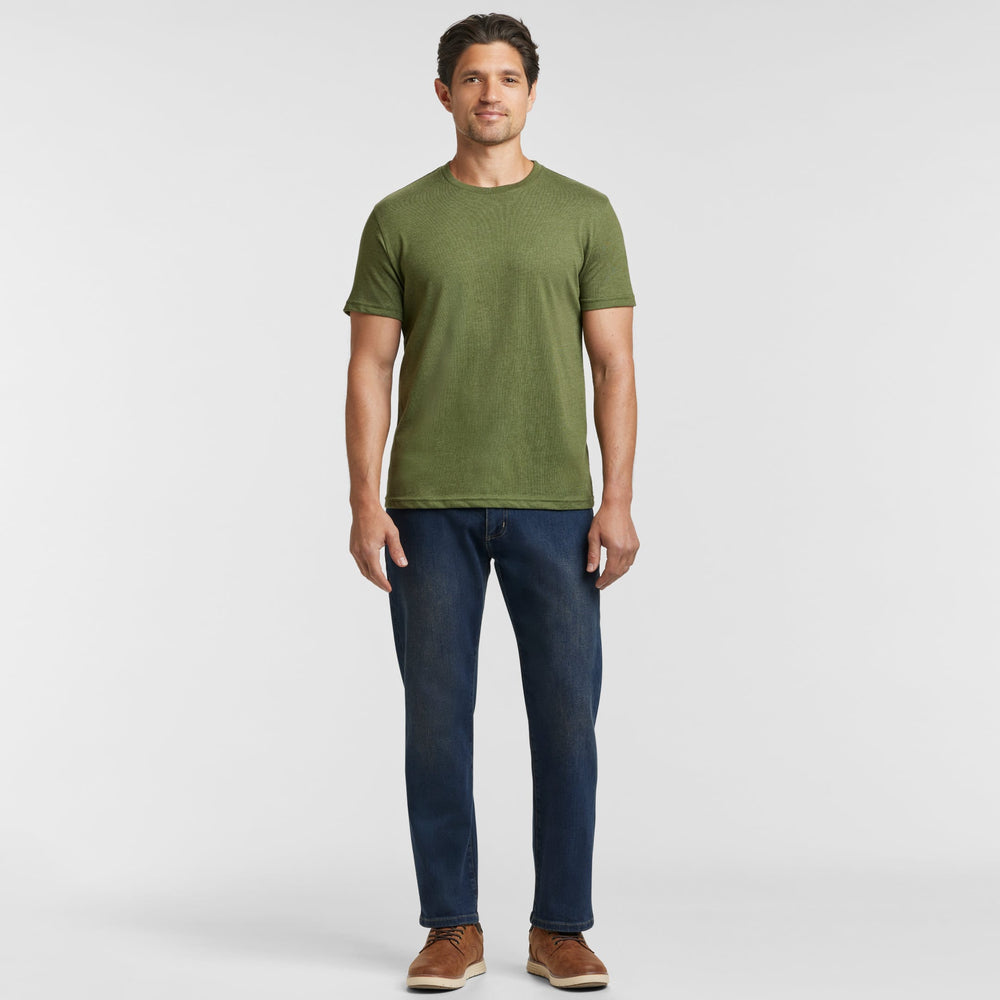 Ash & Erie Heather Dark Green Crew Neck T-Shirt for Short Men   Short Sleeve Tee