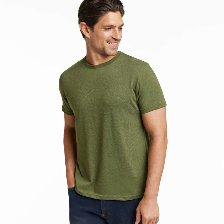 Ash & Erie Heather Dark Green Crew Neck T-Shirt for Short Men   Short Sleeve Tee