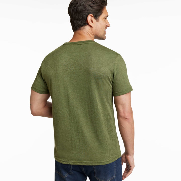 Ash & Erie Heather Dark Green Crew Neck T-Shirt for Short Men   Short Sleeve Tee