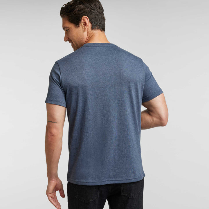 Ash & Erie Heather Dark Navy Crew Neck T-Shirt for Short Men   Short Sleeve Tee
