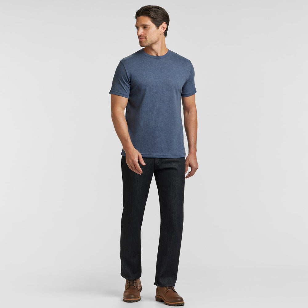 Ash & Erie Heather Dark Navy Crew Neck T-Shirt for Short Men   Short Sleeve Tee