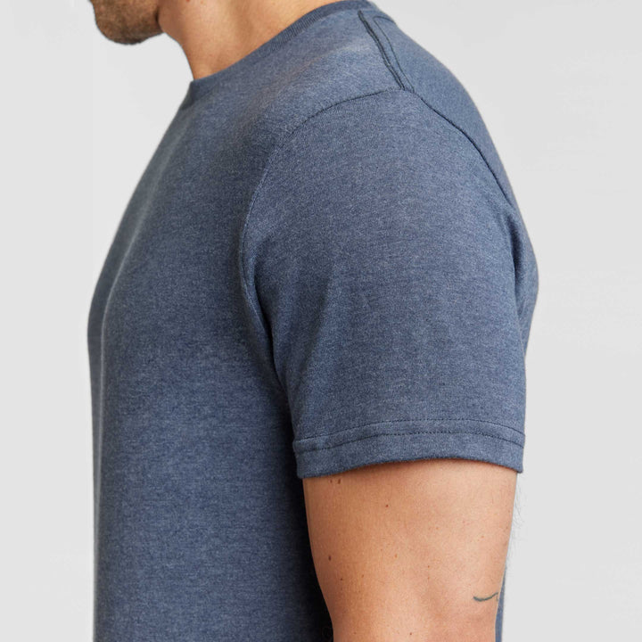 Ash & Erie Heather Dark Navy Crew Neck T-Shirt for Short Men   Short Sleeve Tee