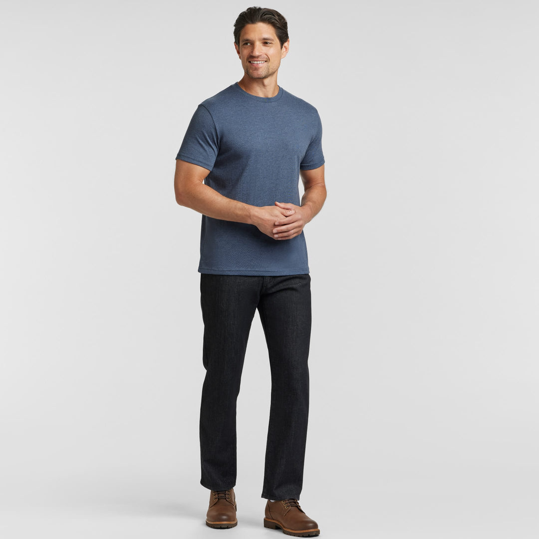 Ash & Erie Heather Dark Navy Crew Neck T-Shirt for Short Men   Short Sleeve Tee