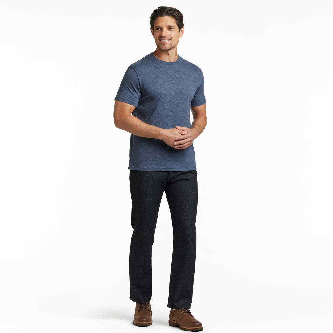 Ash & Erie Heather Dark Navy Crew Neck T-Shirt for Short Men   Short Sleeve Tee