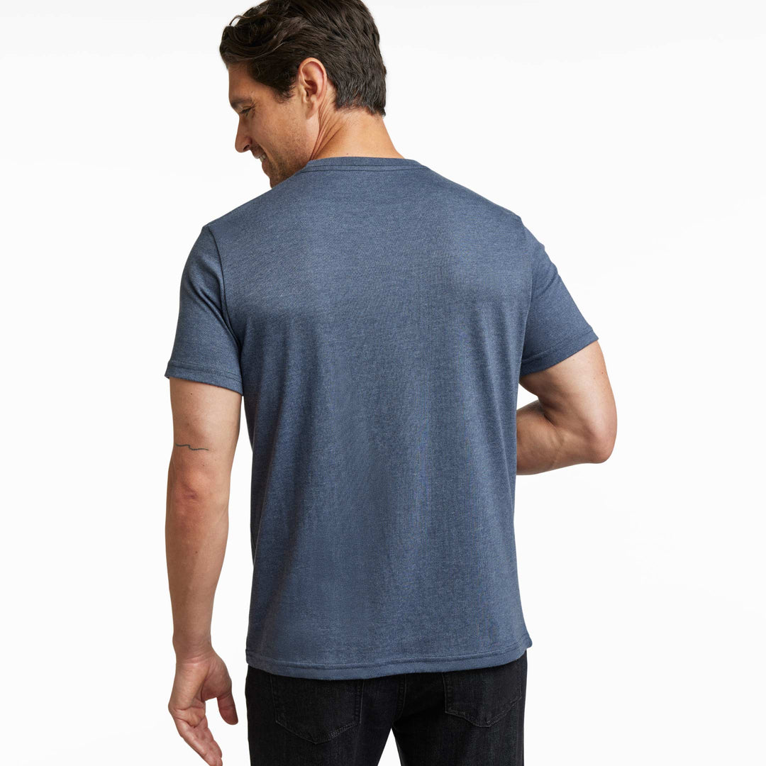 Ash & Erie Heather Dark Navy Crew Neck T-Shirt for Short Men   Short Sleeve Tee