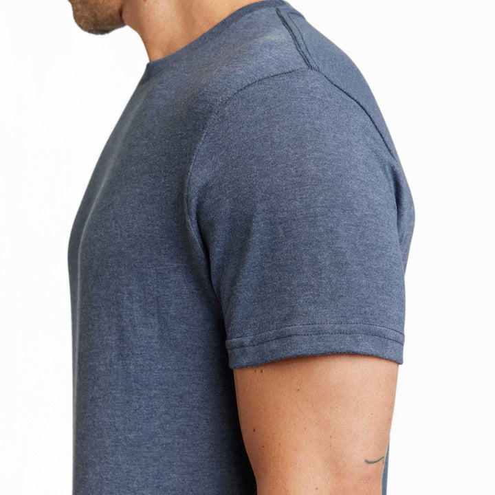 Ash & Erie Heather Dark Navy Crew Neck T-Shirt for Short Men   Short Sleeve Tee
