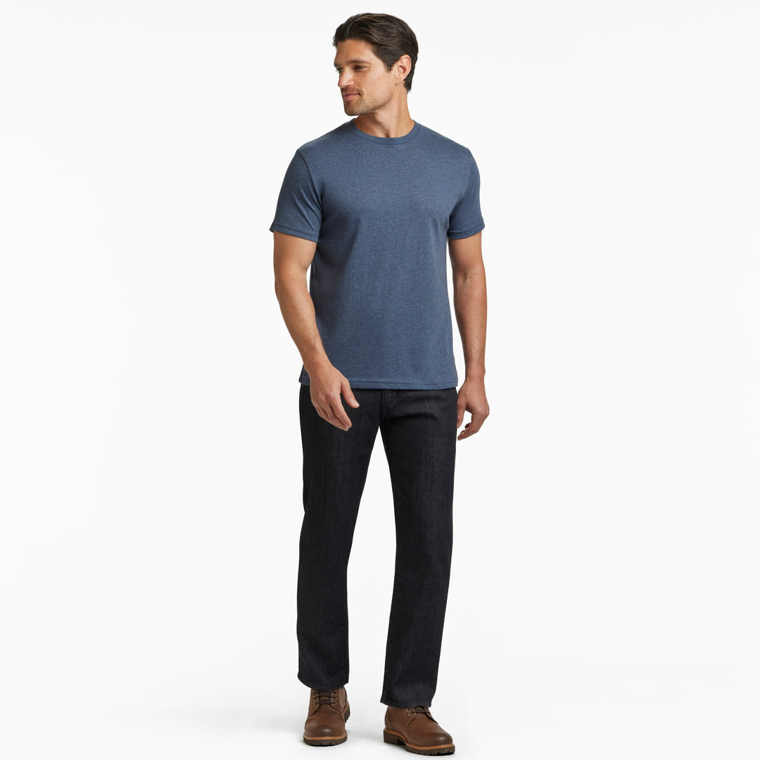 Ash & Erie Heather Dark Navy Crew Neck T-Shirt for Short Men   Short Sleeve Tee