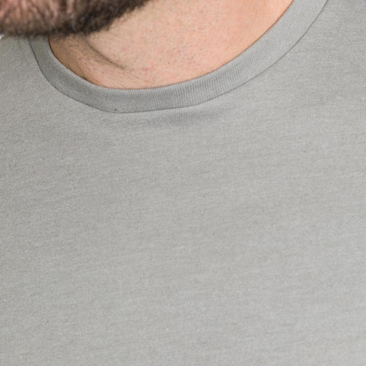 Ash & Erie Heather Light Grey Neck T-Shirt for Short Men   Short Sleeve Tee