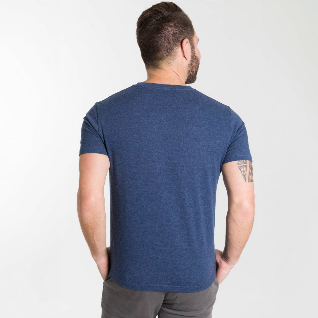 Ash & Erie Heather Navy V-Neck T-Shirt for Short Men   Short Sleeve Tee
