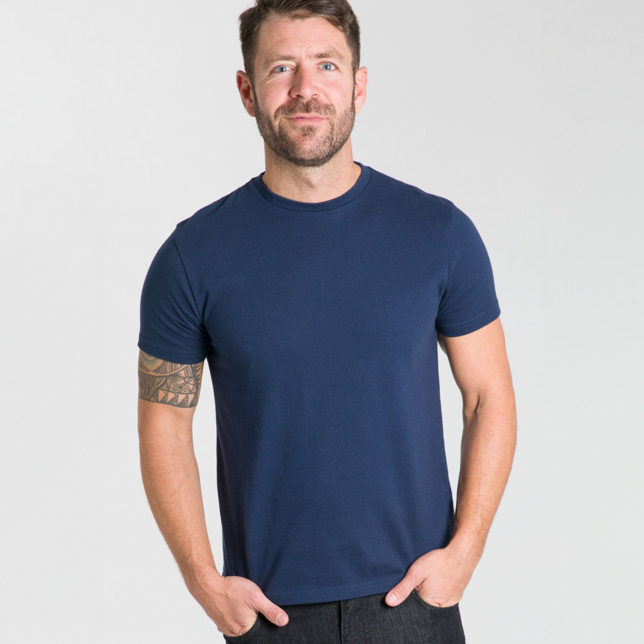 Ash & Erie Navy Crew Neck T-Shirt for Short Men