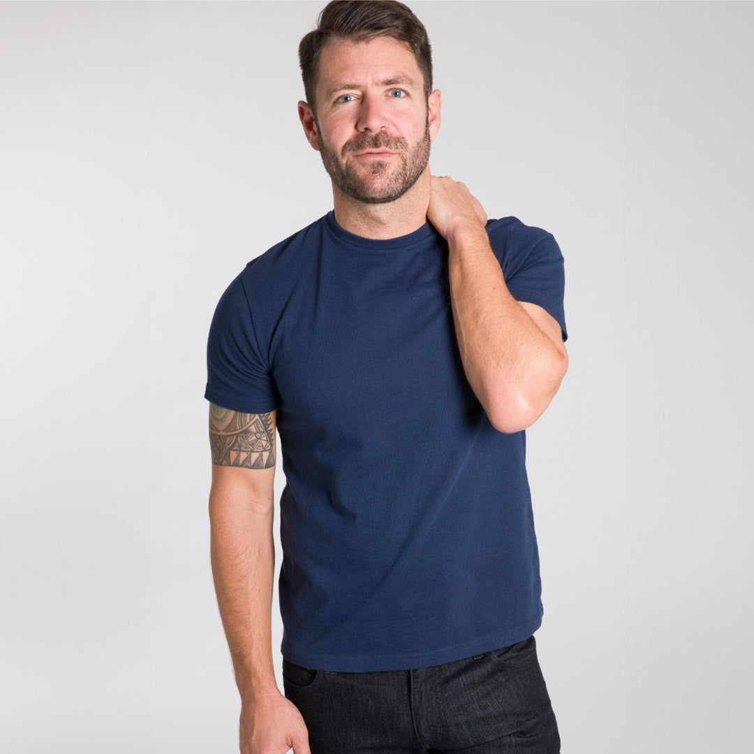 Ash & Erie Navy Crew Neck T-Shirt for Short Men   Short Sleeve Tee