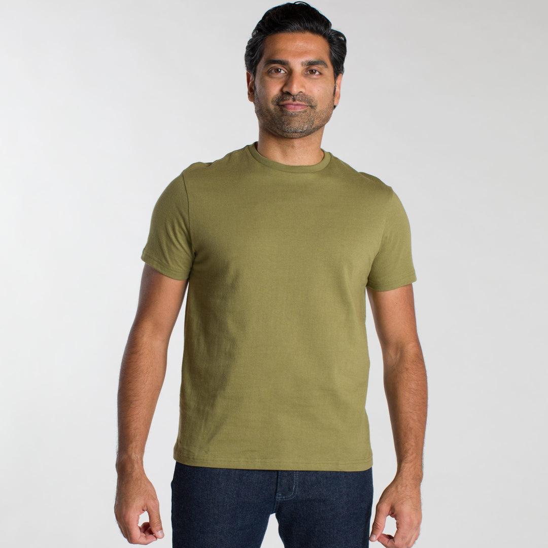 Ash & Erie Olive Crew Neck T-Shirt for Short Men   Short Sleeve Tee