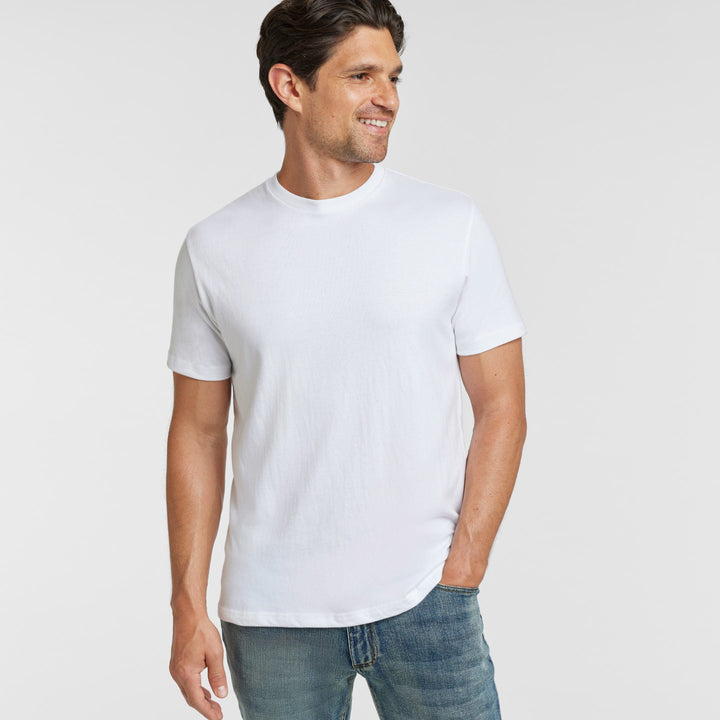 Ash & Erie White Crew Neck T-Shirt for Short Men   Short Sleeve Tee