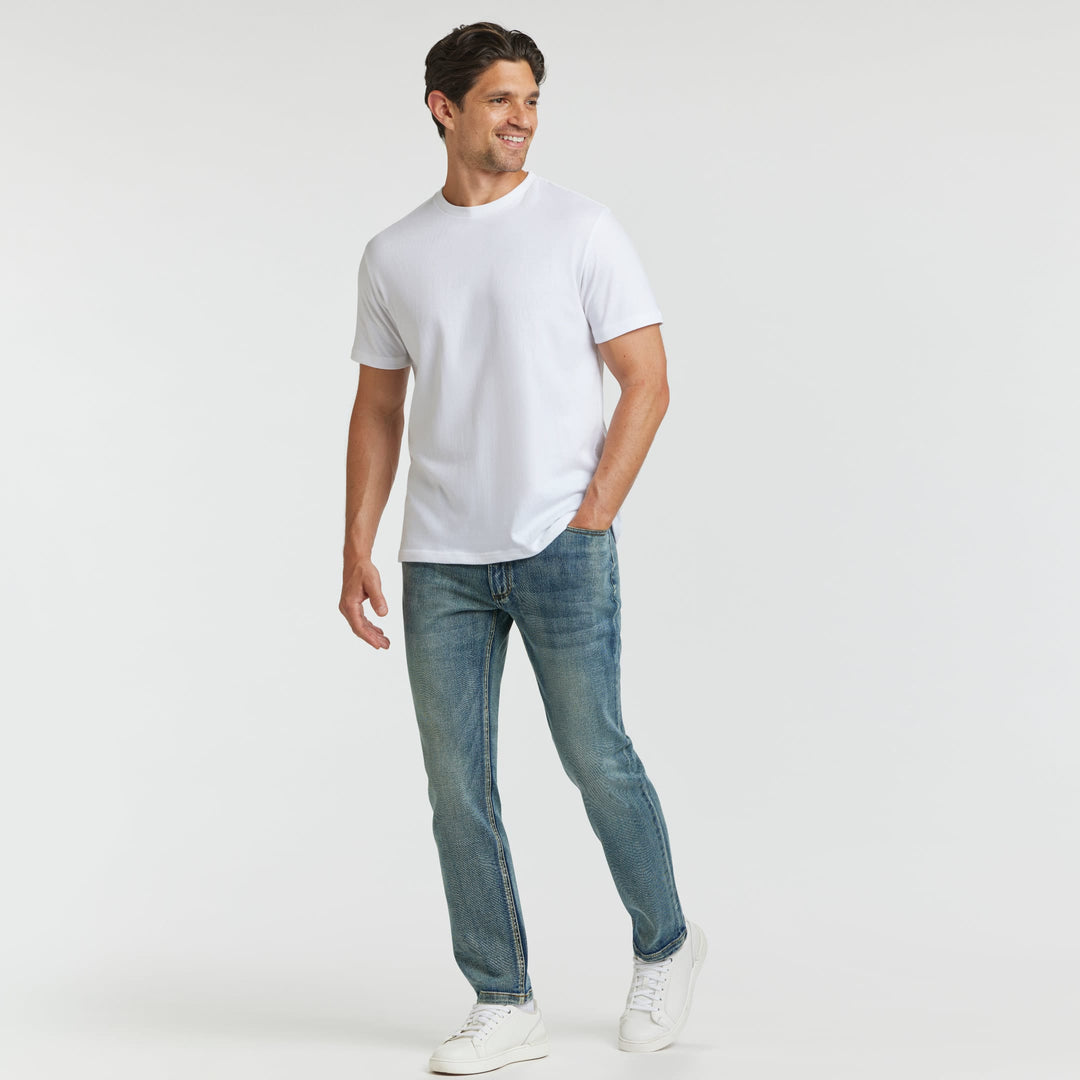 Ash & Erie White Crew Neck T-Shirt for Short Men   Short Sleeve Tee