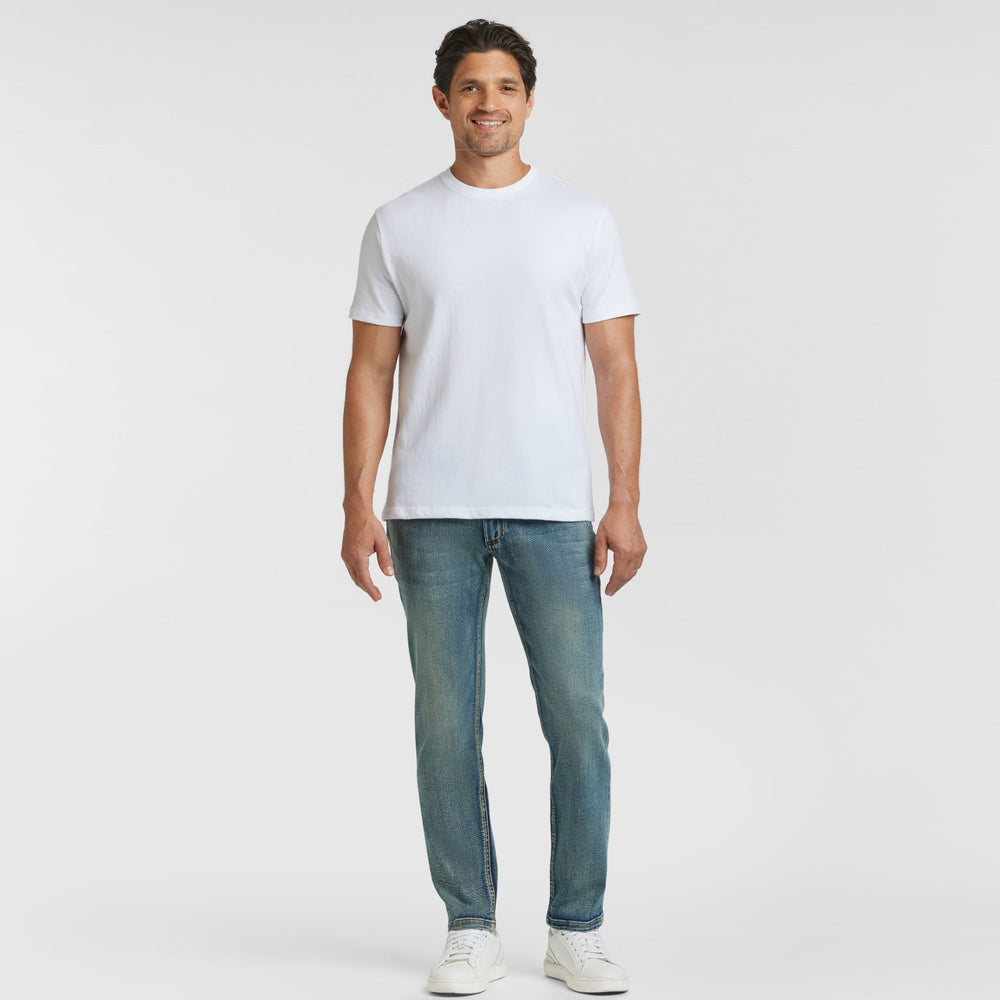 Ash & Erie White Crew Neck T-Shirt for Short Men   Short Sleeve Tee