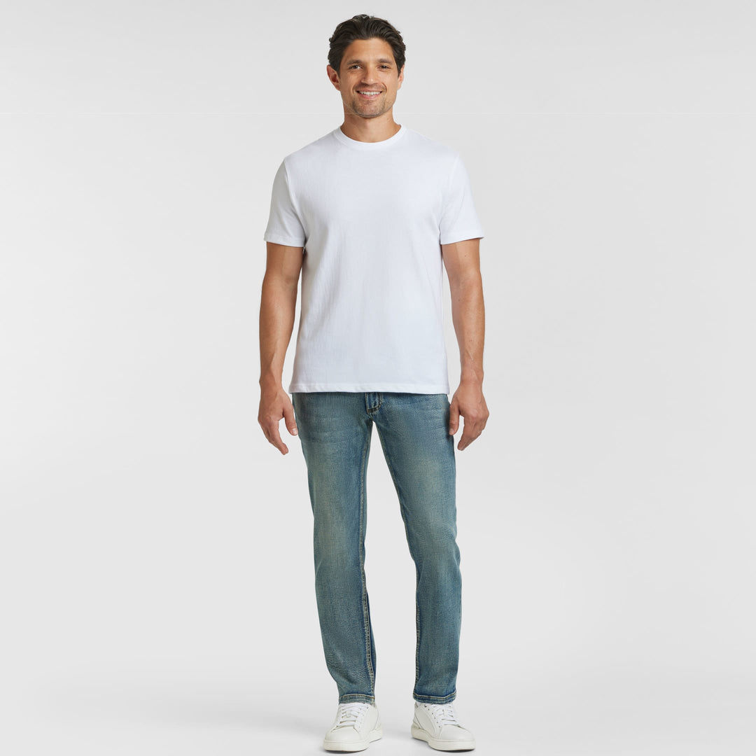 Ash & Erie White Crew Neck T-Shirt for Short Men   Short Sleeve Tee