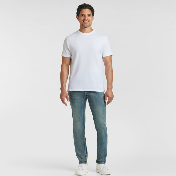Ash & Erie White Crew Neck T-Shirt for Short Men   Short Sleeve Tee