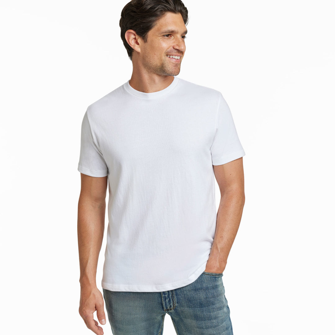 Ash & Erie White Crew Neck T-Shirt for Short Men   Short Sleeve Tee
