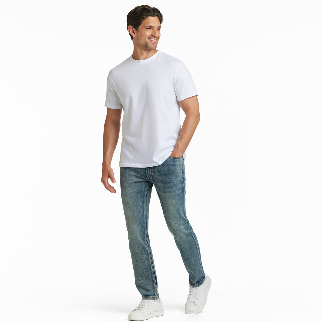 Ash & Erie White Crew Neck T-Shirt for Short Men   Short Sleeve Tee